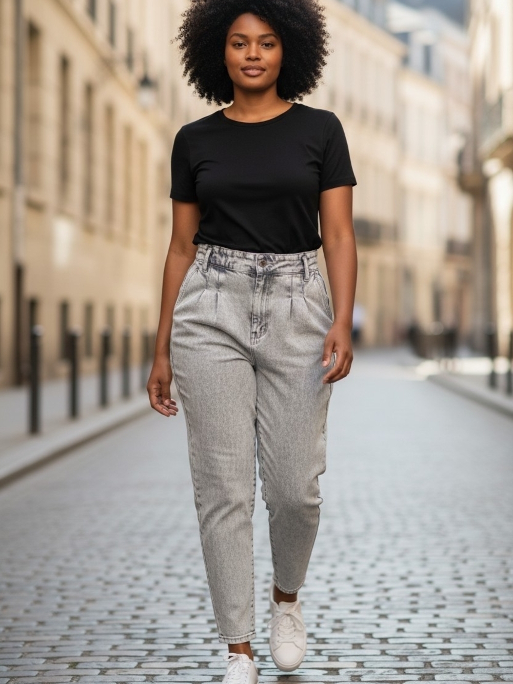 NWT Sezane Austin Trousers Snore Grey Acid Wash Denim Pants EU 46 US35 High Rise